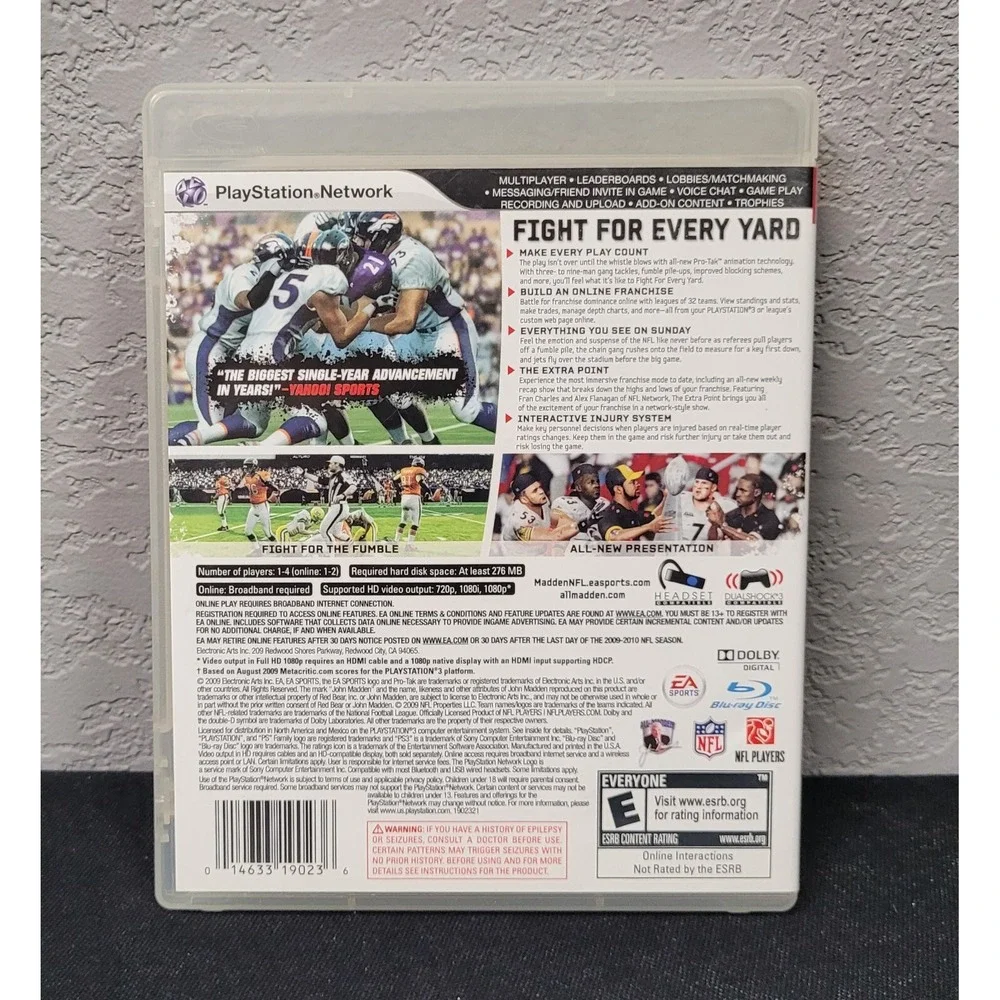 Playstation 3 Video Game Madden NFL 10 PS3